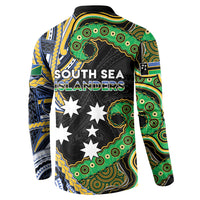 South Sea Islanders And Solomon Islands Button Sweatshirt Solomons Coat Of Arms And Southern Cross DT05 - Polynesian Pride