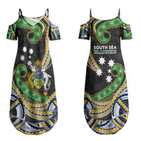 South Sea Islanders And Solomon Islands Couples Matching Summer Maxi Dress and Hawaiian Shirt Solomons Coat Of Arms And Southern Cross DT05 - Polynesian Pride