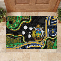 South Sea Islanders And Solomon Islands Rubber Doormat Solomons Coat Of Arms And Southern Cross DT05 Black - Polynesian Pride