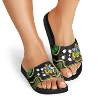 South Sea Islanders And Solomon Islands Slide Sandals Solomons Coat Of Arms And Southern Cross DT05 - Polynesian Pride