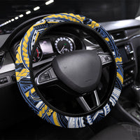 South Sea Islanders And Solomon Islands Steering Wheel Cover Solomons Coat Of Arms And Southern Cross DT05 Universal Fit Black - Polynesian Pride