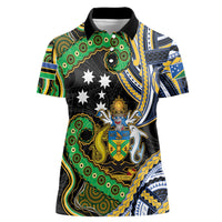 South Sea Islanders And Solomon Islands Women Polo Shirt Solomons Coat Of Arms And Southern Cross DT05 Female Black - Polynesian Pride