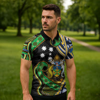 South Sea Islanders And Solomon Islands Zipper Polo Shirt Solomons Coat Of Arms And Southern Cross DT05 - Polynesian Pride
