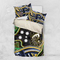 South Sea Islanders And New Caledonia Bedding Set Nautilus Shell Southern Cross Tribal Pattern DT05 US Twin 172cm x 218cm Black - Polynesian Pride