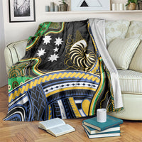 South Sea Islanders And New Caledonia Blanket Nautilus Shell Southern Cross Tribal Pattern DT05 Black - Polynesian Pride