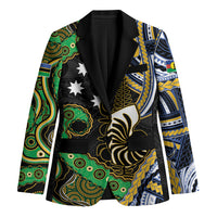 South Sea Islanders And New Caledonia Blazer Nautilus Shell Southern Cross Tribal Pattern DT05 Unisex Black - Polynesian Pride