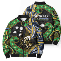 South Sea Islanders And New Caledonia Bomber Puffer Jacket Nautilus Shell Southern Cross Tribal Pattern DT05 - Polynesian Pride