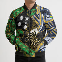 South Sea Islanders And New Caledonia Bomber Puffer Jacket Nautilus Shell Southern Cross Tribal Pattern DT05 - Polynesian Pride