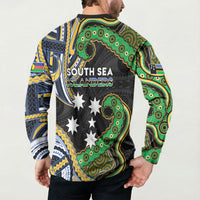 South Sea Islanders And New Caledonia Button Sweatshirt Nautilus Shell Southern Cross Tribal Pattern DT05 - Polynesian Pride