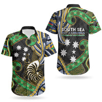 South Sea Islanders And New Caledonia Couples Matching Short Sleeve Bodycon Dress and Hawaiian Shirt Nautilus Shell Southern Cross Tribal Pattern DT05 - Polynesian Pride