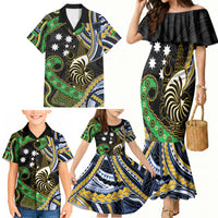South Sea Islanders And New Caledonia Family Matching Mermaid Dress and Hawaiian Shirt Nautilus Shell Southern Cross Tribal Pattern DT05 - Polynesian Pride