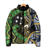 South Sea Islanders And New Caledonia Padded Jacket Nautilus Shell Southern Cross Tribal Pattern DT05 - Polynesian Pride