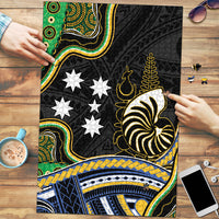 South Sea Islanders And New Caledonia Puzzle Nautilus Shell Southern Cross Tribal Pattern DT05 Black - Polynesian Pride