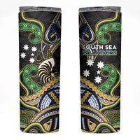 South Sea Islanders And New Caledonia Skinny Tumbler Nautilus Shell Southern Cross Tribal Pattern DT05 Black - Polynesian Pride