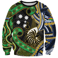 South Sea Islanders And New Caledonia Sweatshirt Nautilus Shell Southern Cross Tribal Pattern DT05 Unisex Black - Polynesian Pride