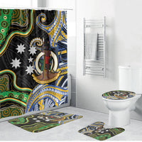 South Sea Islanders And Vanuatu Bathroom Set Boar Tusk Warrior Southern Tribal Pattern DT05 Bathroom Set (4 pcs) Black - Polynesian Pride