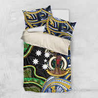 South Sea Islanders And Vanuatu Bedding Set Boar Tusk Warrior Southern Tribal Pattern DT05 US Twin 172cm x 218cm Black - Polynesian Pride