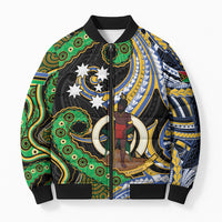 South Sea Islanders And Vanuatu Bomber Puffer Jacket Boar Tusk Warrior Southern Tribal Pattern DT05 Unisex Black - Polynesian Pride