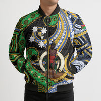 South Sea Islanders And Vanuatu Bomber Puffer Jacket Boar Tusk Warrior Southern Tribal Pattern DT05 - Polynesian Pride