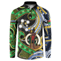 South Sea Islanders And Vanuatu Button Sweatshirt Boar Tusk Warrior Southern Tribal Pattern DT05 Black - Polynesian Pride