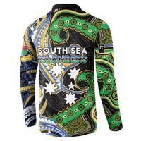South Sea Islanders And Vanuatu Button Sweatshirt Boar Tusk Warrior Southern Tribal Pattern DT05 - Polynesian Pride
