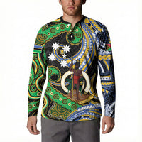 South Sea Islanders And Vanuatu Button Sweatshirt Boar Tusk Warrior Southern Tribal Pattern DT05 - Polynesian Pride