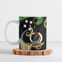 South Sea Islanders And Vanuatu Ceramic Mug Boar Tusk Warrior Southern Tribal Pattern DT05 Black - Polynesian Pride