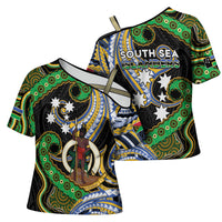 South Sea Islanders And Vanuatu Cross Shoulder Shirt Boar Tusk Warrior Southern Tribal Pattern DT05 - Polynesian Pride