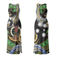 South Sea Islanders And Vanuatu Family Matching Tank Maxi Dress and Hawaiian Shirt Boar Tusk Warrior Southern Tribal Pattern DT05 Mom's Dress Black - Polynesian Pride