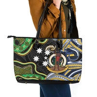 South Sea Islanders And Vanuatu Leather Tote Bag Boar Tusk Warrior Southern Tribal Pattern DT05 - Polynesian Pride