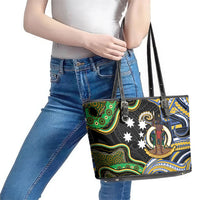 South Sea Islanders And Vanuatu Leather Tote Bag Boar Tusk Warrior Southern Tribal Pattern DT05 - Polynesian Pride