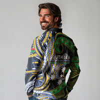 South Sea Islanders And Vanuatu Long Sleeve Polo Shirt Boar Tusk Warrior Southern Tribal Pattern DT05 - Polynesian Pride