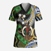 South Sea Islanders And Vanuatu Scrub Top Boar Tusk Warrior Southern Tribal Pattern DT05 Adult Black - Polynesian Pride