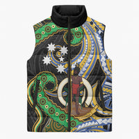 South Sea Islanders And Vanuatu Sleeveless Puffer Jacket Boar Tusk Warrior Southern Tribal Pattern DT05 Unisex Black - Polynesian Pride