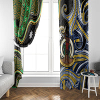 South Sea Islanders And Vanuatu Window Curtain Boar Tusk Warrior Southern Tribal Pattern DT05 - Polynesian Pride