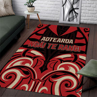 Aotearoa Ngai Te Rangi Area Rug New Zealand Traditional Maori Pattern DT05 Red - Polynesian Pride