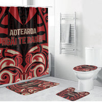 Aotearoa Ngai Te Rangi Bathroom Set New Zealand Traditional Maori Pattern DT05 Bathroom Set (4 pcs) Red - Polynesian Pride