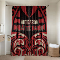 Aotearoa Ngai Te Rangi Bathroom Set New Zealand Traditional Maori Pattern DT05 Shower Curtain Only Red - Polynesian Pride