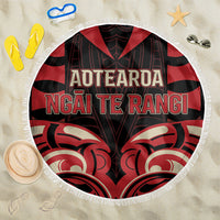 Aotearoa Ngai Te Rangi Beach Blanket New Zealand Traditional Maori Pattern DT05 One Size 150cm Red - Polynesian Pride
