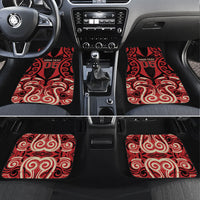 Custom Aotearoa Ngai Te Rangi Car Mats New Zealand Traditional Maori Pattern DT05 Set 4pcs Red - Polynesian Pride