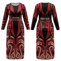 Custom Aotearoa Ngai Te Rangi Couples Matching Long Sleeve Bodycon Dress and Long Sleeve Button Shirt New Zealand Traditional Maori Pattern DT05 - Polynesian Pride