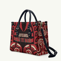 Aotearoa Ngai Te Rangi Leather Bag New Zealand Traditional Maori Pattern DT05 Red - Polynesian Pride