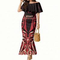 Custom Aotearoa Ngai Te Rangi Mermaid Dress New Zealand Traditional Maori Pattern DT05 Women Red - Polynesian Pride