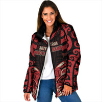 Custom Aotearoa Ngai Te Rangi Padded Jacket New Zealand Traditional Maori Pattern DT05 Women Red - Polynesian Pride