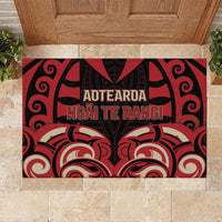 Aotearoa Ngai Te Rangi Rubber Doormat New Zealand Traditional Maori Pattern DT05 Red - Polynesian Pride