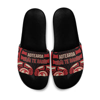 Aotearoa Ngai Te Rangi Slide Sandals New Zealand Traditional Maori Pattern DT05 Red - Polynesian Pride