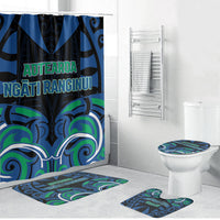 Aotearoa Ngati Ranginui Bathroom Set New Zealand Traditional Maori Pattern DT05 Bathroom Set (4 pcs) Navy - Polynesian Pride