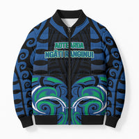 Custom Aotearoa Ngati Ranginui Bomber Puffer Jacket New Zealand Traditional Maori Pattern DT05 Unisex Navy - Polynesian Pride