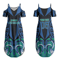 Custom Aotearoa Ngati Ranginui Couples Matching Summer Maxi Dress and Long Sleeve Button Shirt New Zealand Traditional Maori Pattern DT05 - Polynesian Pride