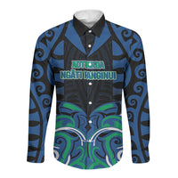 Custom Aotearoa Ngati Ranginui Long Sleeve Button Shirt New Zealand Traditional Maori Pattern DT05 Unisex Navy - Polynesian Pride